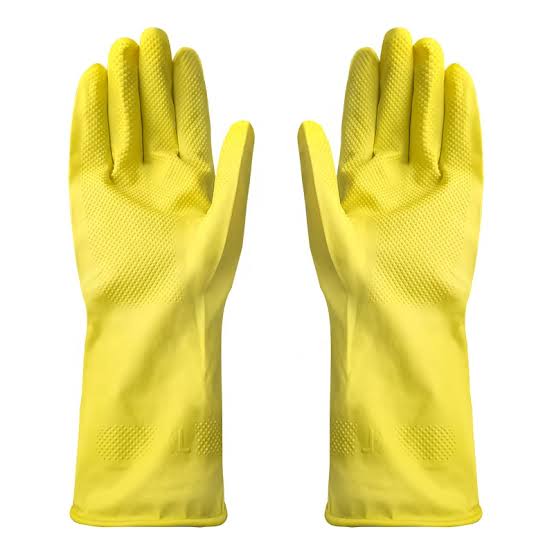 Yellow household gloves